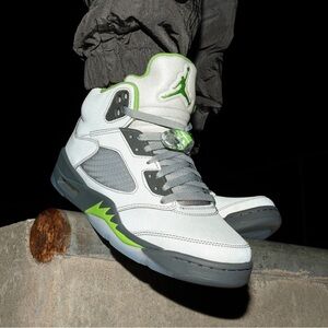 Jordan 5 Retro Sneakers in Gray and Green